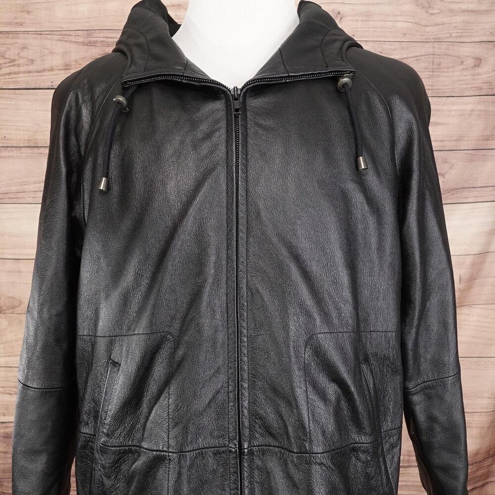 Wilsons‎ Leather Jacket Mens Large Thinsulate Hooded Full Zip Insulated Coat